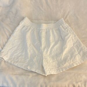 Women's White Linen Shorts